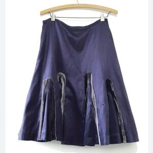 Anthropologie Odille Satin Silk Velvet DARLING Skirt Sz 8 Deep Purple Indigo